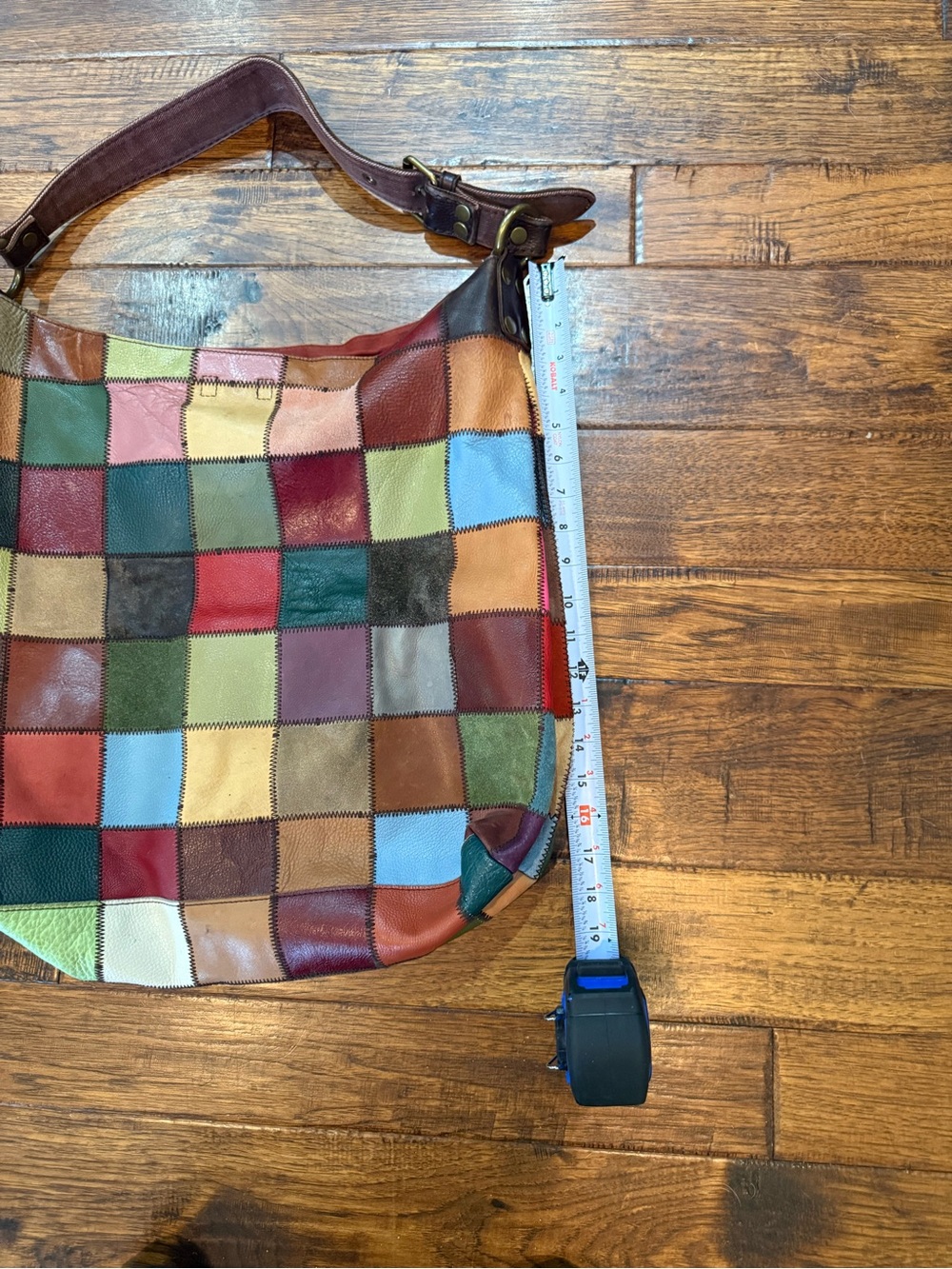 Rare Ugly Betty Lucky Brand Multicolor Patchwork Leather And Suede XXL Hobo - Picture 2 of 7